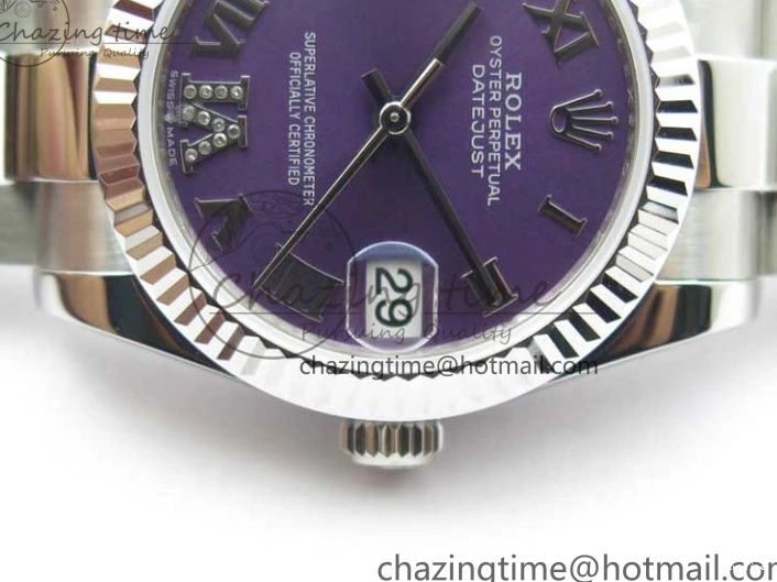 MiroTime 0429 Datejust 31mm 278271 SS BP Maker Best Edition Purple Roman Dial on Oyster Bracelet Modern 2752